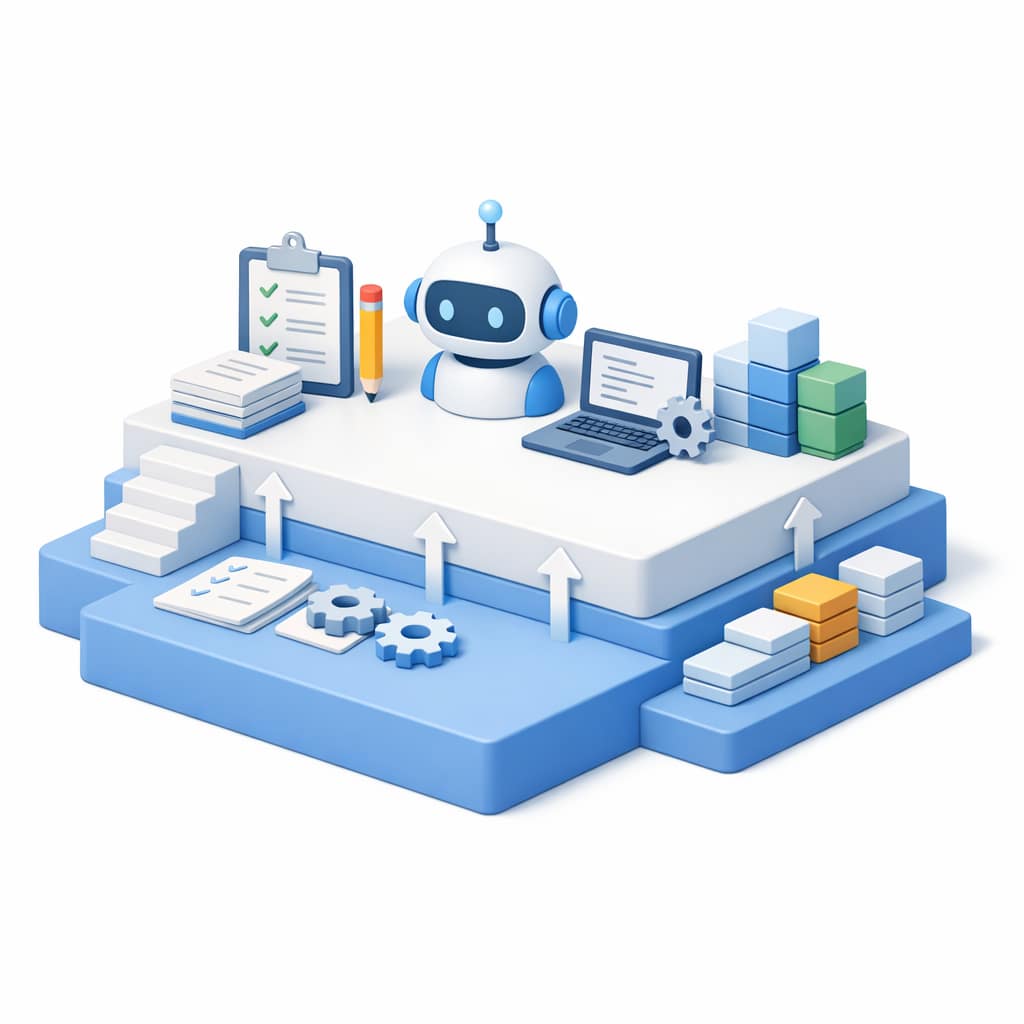 AI Workflow Efficiency: 4 Real Workplace Gains 9 Illustration of AI standardizing processes and outputs, showing how AI workflow efficiency improves consistency across teams