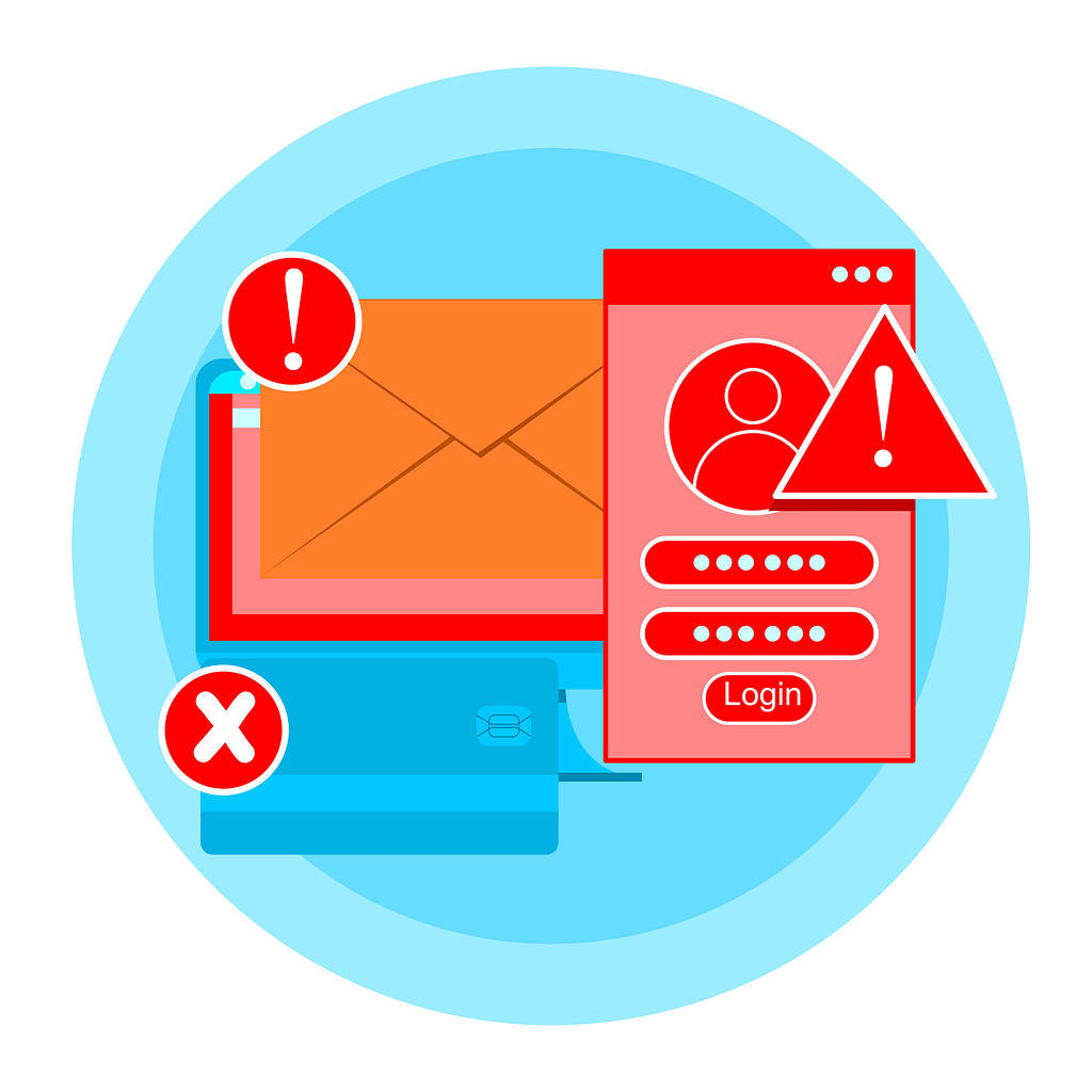 Tax Season Security Risks: 5 Gaps Firms Miss 6 Illustration of phishing alerts and login threats emphasizing tax season security risks related to compromised accounts and MFA fatigue.