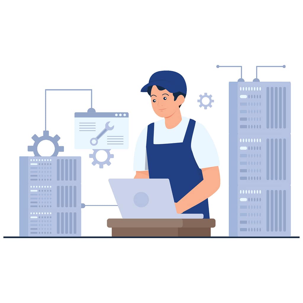 The Overlooked IT Risks for Contractors That Quietly Disrupt Job Sites 5 A worker accessing shared systems and tools, representing how IT risks for contractors develop through shared logins and limited visibility on job sites.