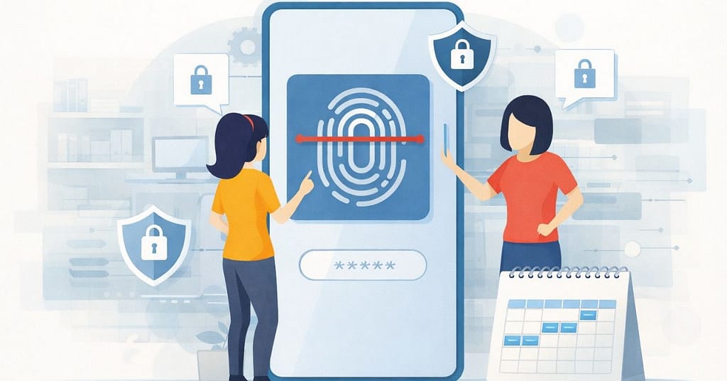 2026 IT Planning for Omaha Businesses: What Matters Most 2 Illustration of multi-factor authentication on a mobile device, representing cybersecurity planning and identity security for 2026 IT planning for Omaha businesses.