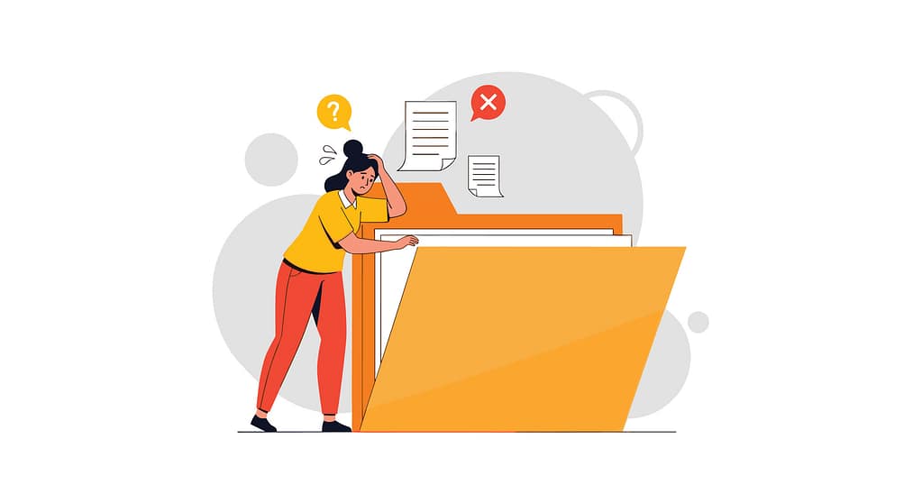 Tax Season Security Risks: 5 Gaps Firms Miss 5 Illustration of confused staff reviewing files representing tax season security risks caused by unclear ownership and overlapping approvals.