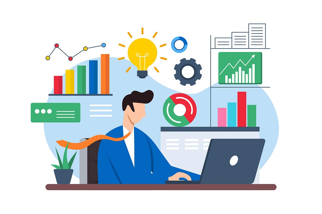 CAD Software Glitches: Causes, Fixes, and Prevention 12 Professional working at a laptop reviewing performance dashboards and system data, representing a structured, optimized IT environment supporting high-performance design workflows and productivity.