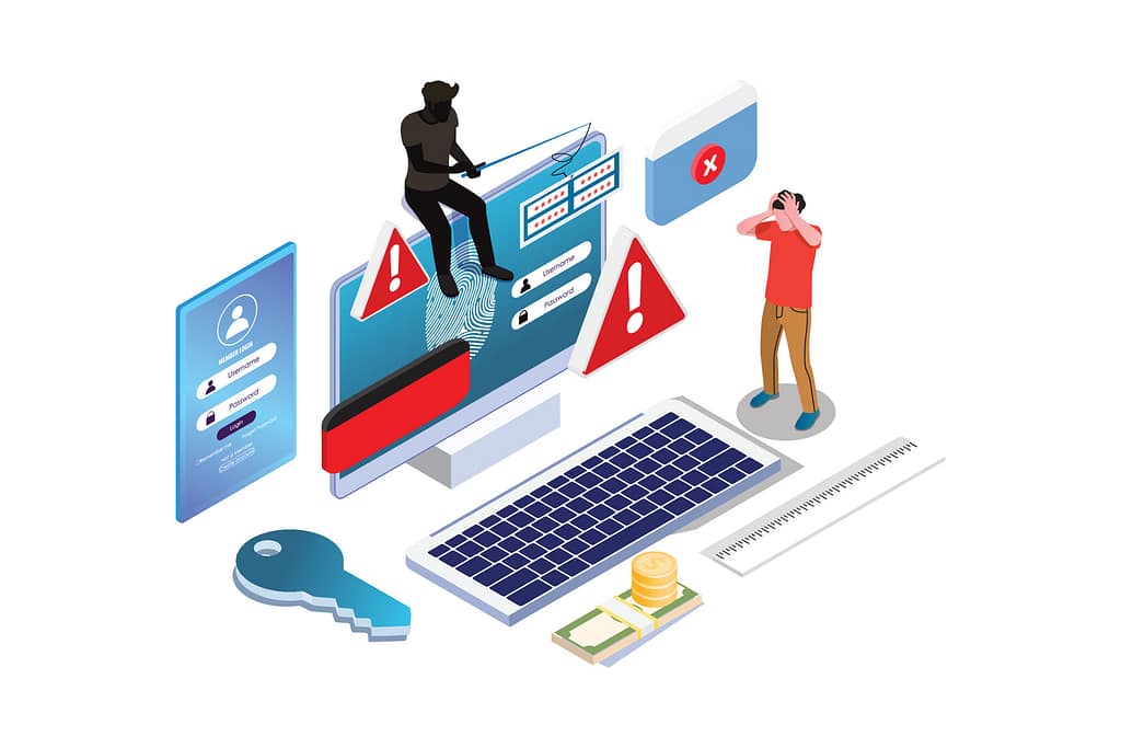 How Admin Rights Shape Security More Than Most Tools 5 Illustration showing small security warnings and setting changes on a laptop, representing how admin rights allow minor misconfigurations to quietly increase exposure over time.