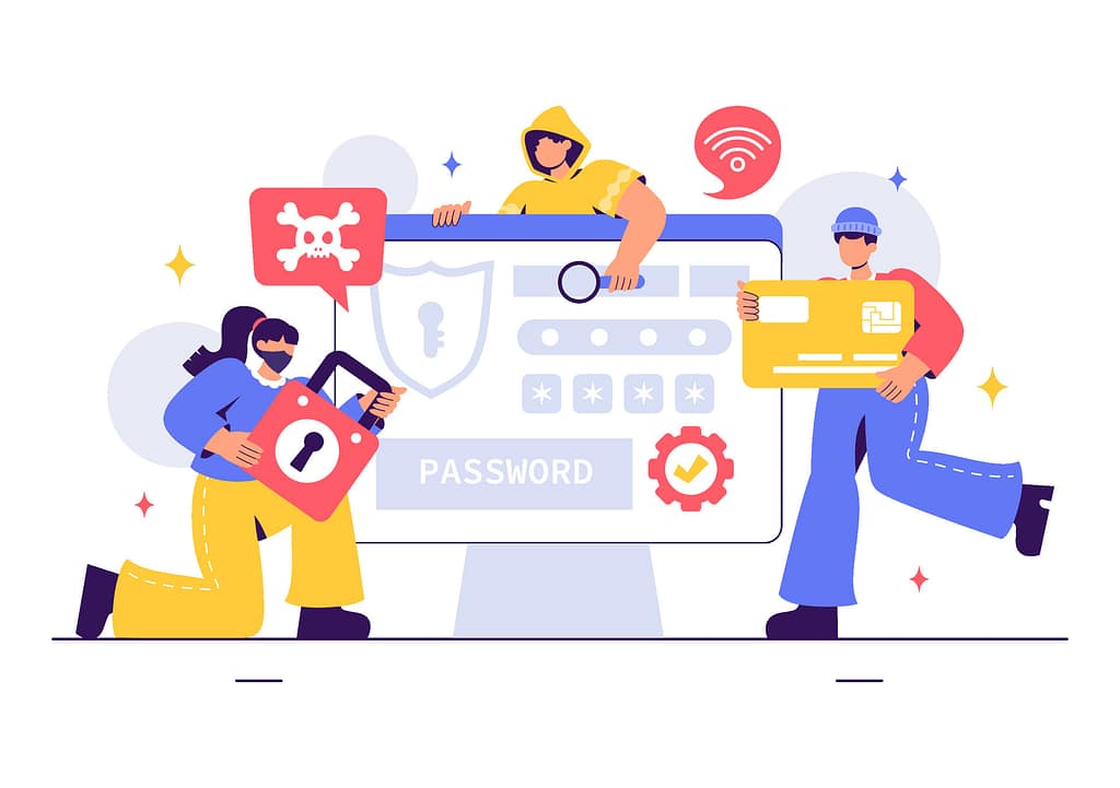 How Admin Rights Shape Security More Than Most Tools 4 Illustration showing stolen credentials being used to access systems, representing how compromised passwords tied to admin rights allow attackers to escalate access across environments.