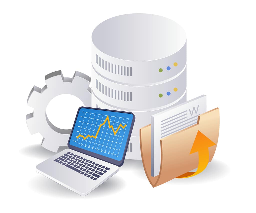 Most Common Causes of Data Loss for Businesses 7 Illustration representing the Most Common Causes of Data Loss, showing third-party and SaaS risk with cloud databases, vendor integrations, system dashboards, and shared access points that can expose business data.