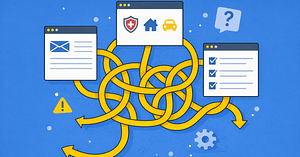 Brokerage Workflows: Why They Feel Overcomplicated 1 Illustration of tangled systems and tools representing how brokerage workflows become complicated across email, carrier portals, and task management processes