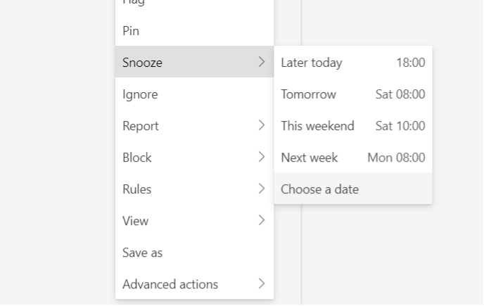 The New Outlook 5 How to snooze and email in outlook