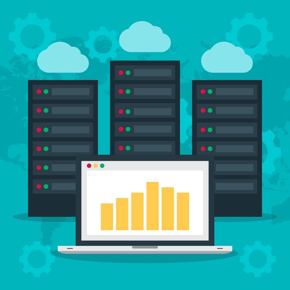 What Business Continuity Planning for Small and Medium Businesses Means 4 Business Continuity Planning for Small and Medium Businesses illustration showing servers, cloud backups, and performance monitoring dashboards, representing RTO and RPO planning supported by a managed service provider in Omaha.